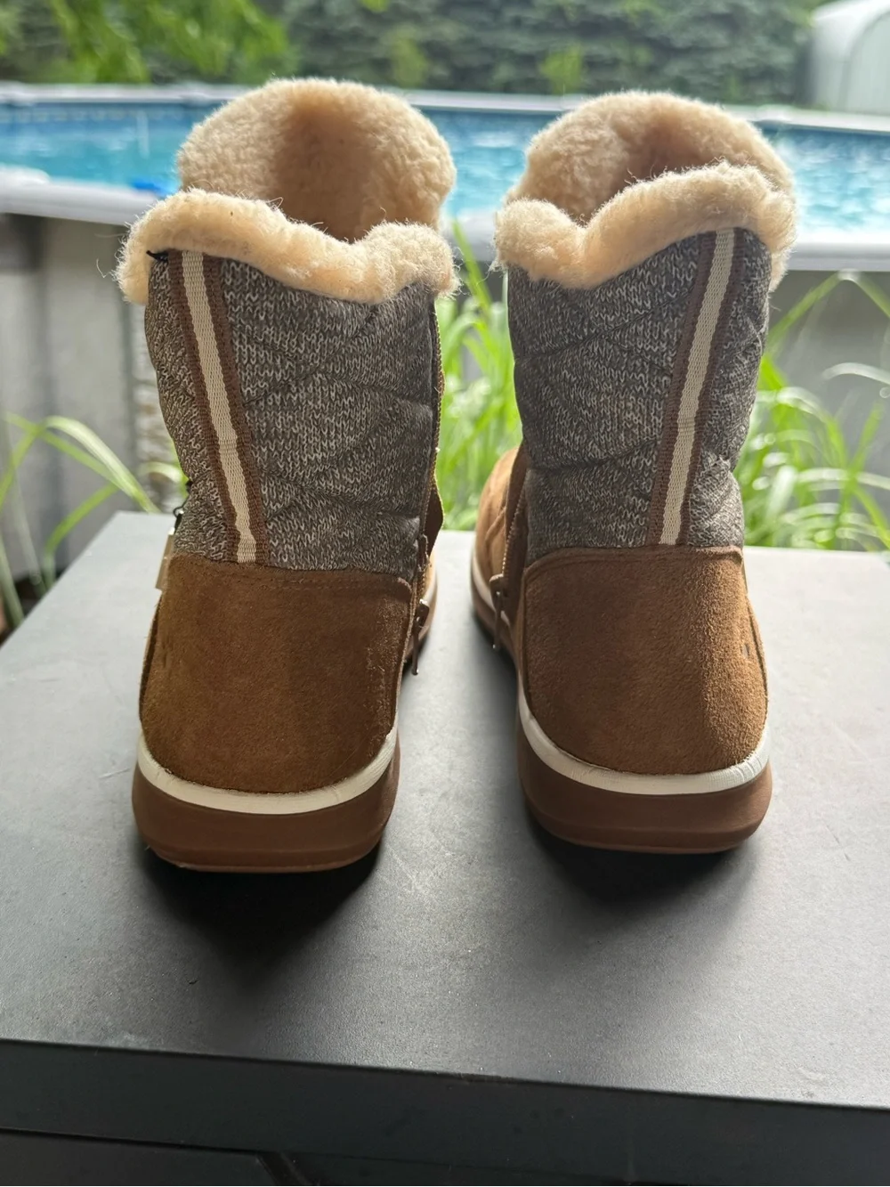 BearPaw Tan Suede Quilted Winter Boot with Shearling Collar
